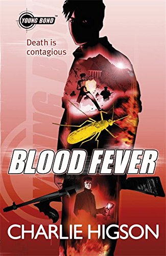 "Book cover of 'Young Bond: Blood Fever' featuring a silhouette with a yellow mosquito."