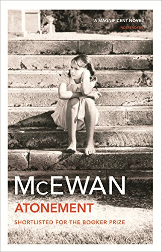 "A black and white book cover featuring a young girl sitting on stone steps."