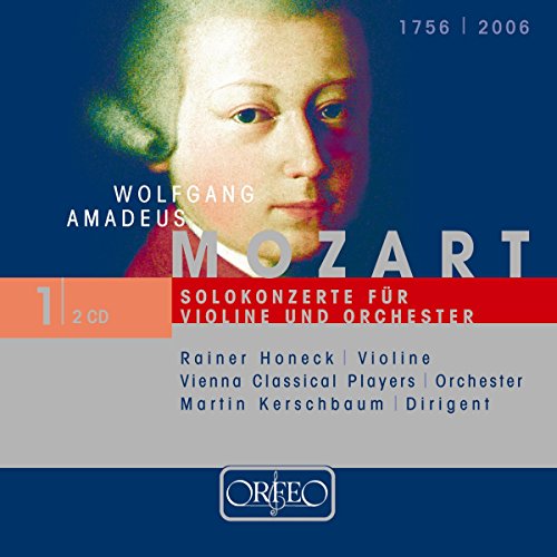 "CD cover featuring a portrait of Mozart with text and logos."