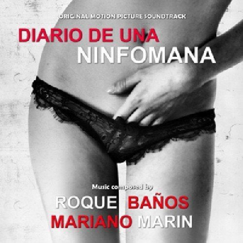 "Soundtrack CD cover featuring a woman's torso in black lace underwear, grayscale with red text."