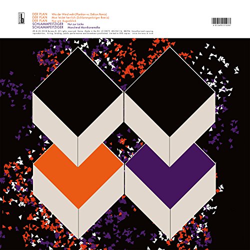 "Vinyl record sleeve with 3D cube design and barcode on a black background."