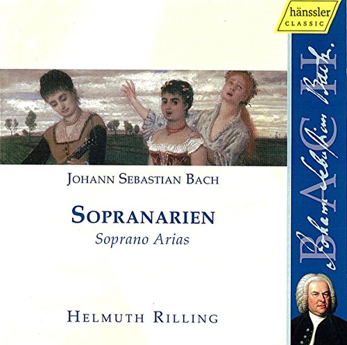 "CD cover with three women and a portrait of Johann Sebastian Bach."