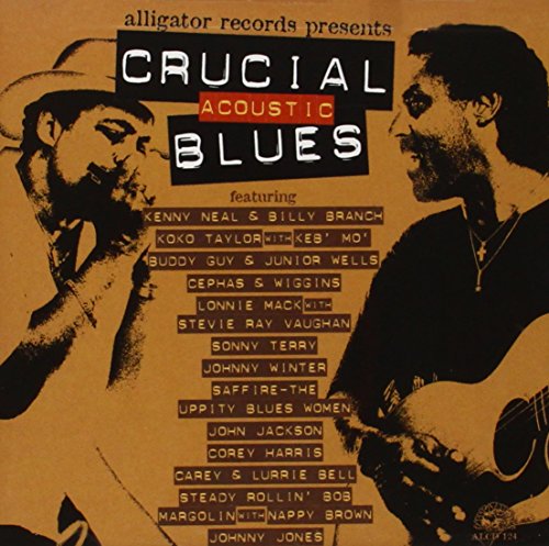 "CD cover with two men and list of featured artists, orange background."