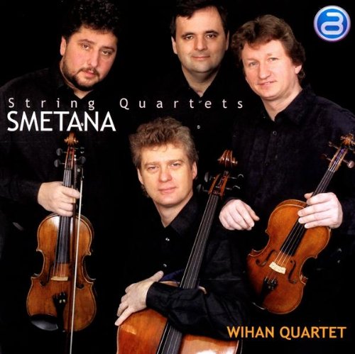 "CD cover featuring four men holding violins against a black background."