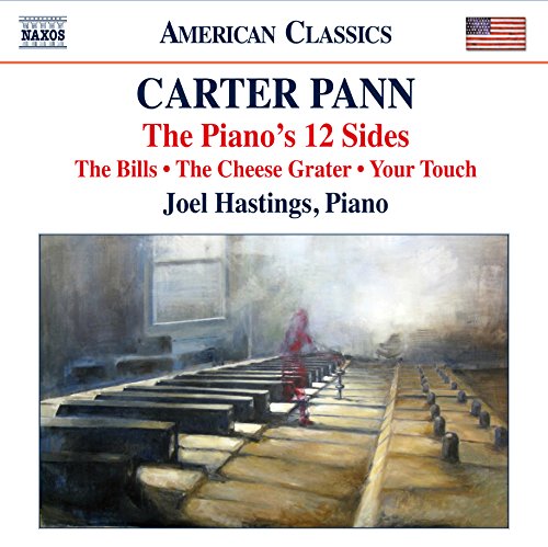 "CD cover with piano illustration and text listing 'Carter Pann' and 'Joel Hastings, Piano'."
