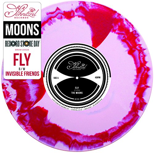 A pink vinyl record with red splatter and a black-and-white label.