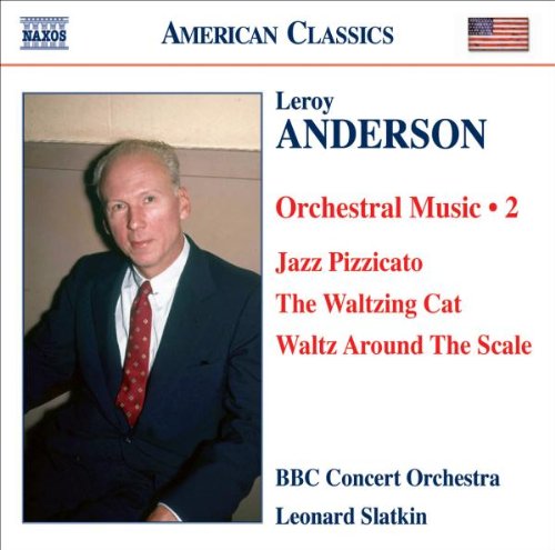 "Leroy Anderson's Orchestral Music CD cover featuring a man in a suit."