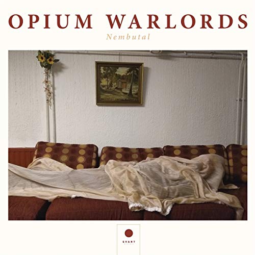 "Album cover featuring a brown couch with a sheet, against a white wall."