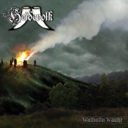 "Album cover art: silhouetted figures around a bonfire on a hill under a stormy sky."