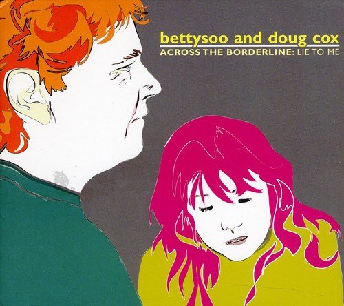 "Album cover featuring illustrated man and woman facing each other on gray background."