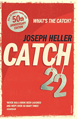 Red book cover with "Catch-22" in large font, featuring a pendant with "22".