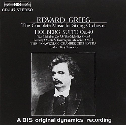 Black CD cover featuring a black-and-white portrait of Edvard Grieg.