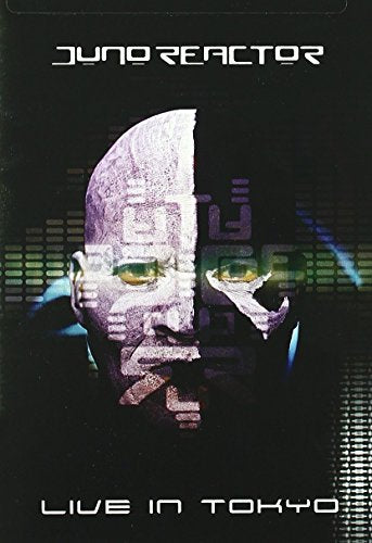 DVD cover with a distorted, pixelated face and "Juno Reactor: Live In Tokyo" text.