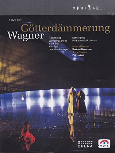 DVD cover for "Wagner: Gotterdammerung" featuring opera performers on a dark stage.