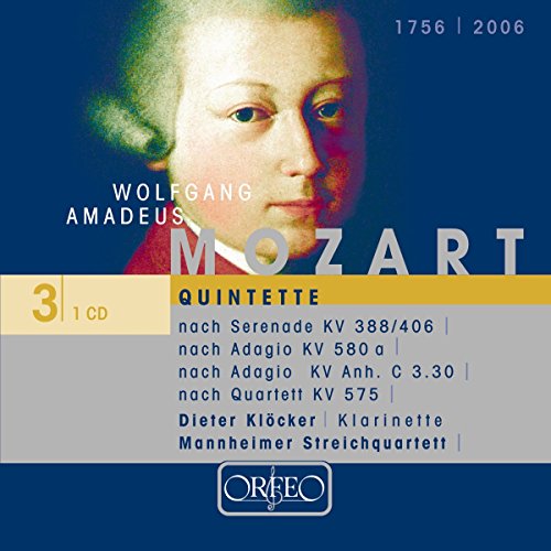 "CD cover featuring a portrait of Mozart with blue background and text details."