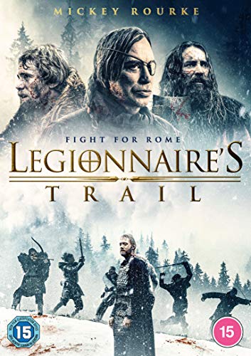 DVD cover for "Legionnaire's Trail" featuring men in battle attire in a snowy forest.