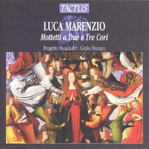 "CD cover with Renaissance painting of the Virgin surrounded by figures, on dark background."