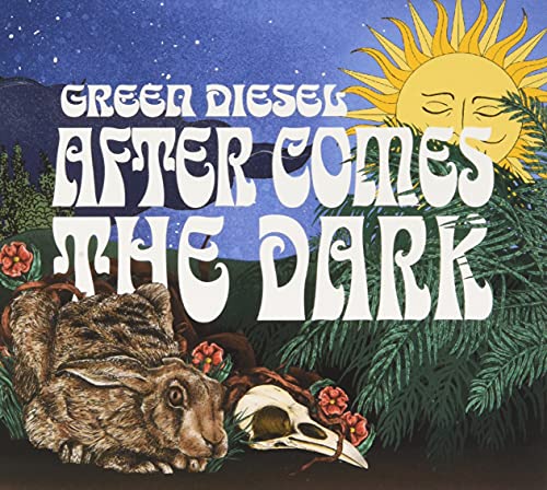 "Album cover art featuring a rabbit, skull, and sun in a dark landscape."