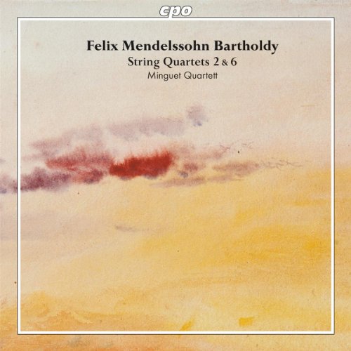 CD cover with abstract watercolor design and text "Felix Mendelssohn Bartholdy String Quartets".