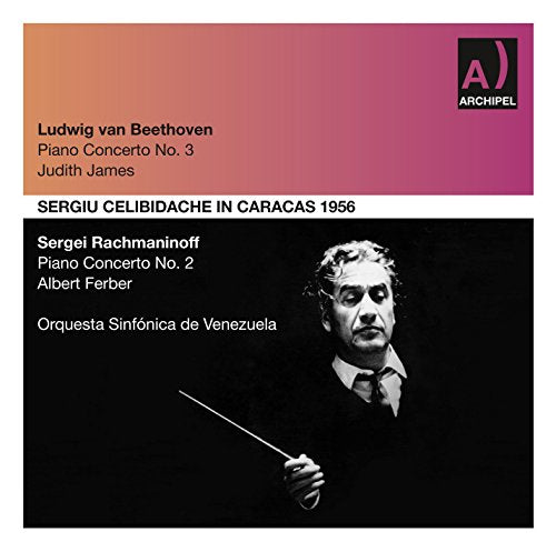 "CD cover with conductor Sergiu Celibidache holding a baton, surrounded by text."
