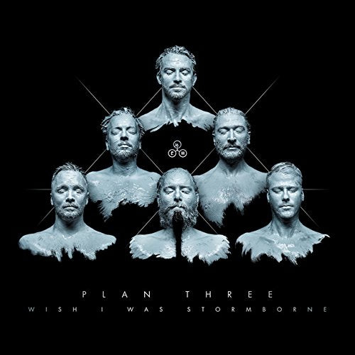 "Album cover featuring six gray statues of men's busts against a black background."