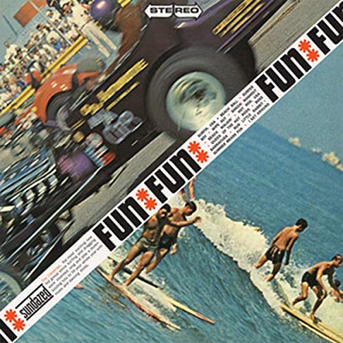 Vinyl record cover featuring drag racing and water skiing scenes with "Fun Fun Fun" text.