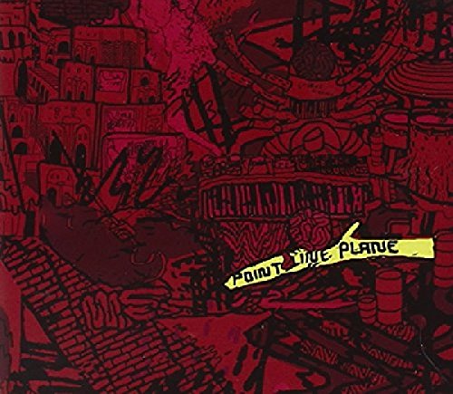 "Album cover art with red-toned illustration and 'Point Line Plane' text in yellow."