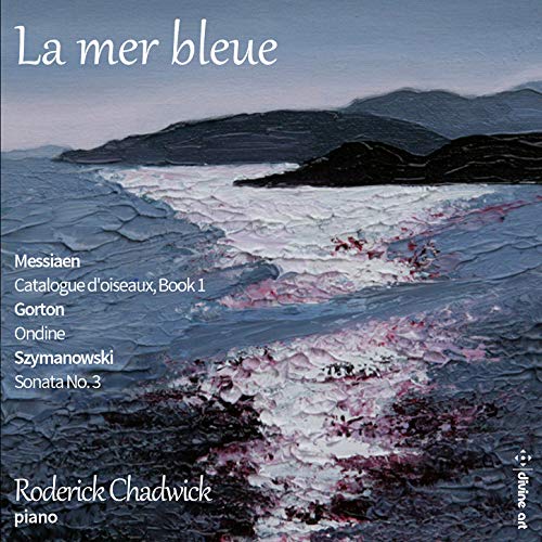 "Album cover with abstract ocean landscape and white text listing musical compositions and artist."