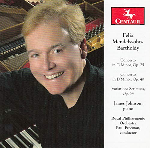 CD cover featuring a smiling man with a piano and text listing musical compositions.