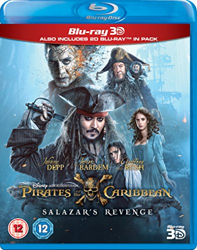 "Pirates of the Caribbean: Salazar's Revenge" Blu-ray case featuring Captain Jack Sparrow and characters.