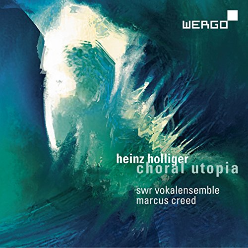 The image is a CD cover with a blue-green abstract background and white text. Alt text: Abstract blue-green CD cover with white text and "WERGO" logo.