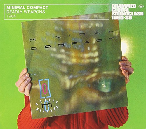 "Blurry green and yellow image with 'MINIMAL COMPACT' text and abstract logo."