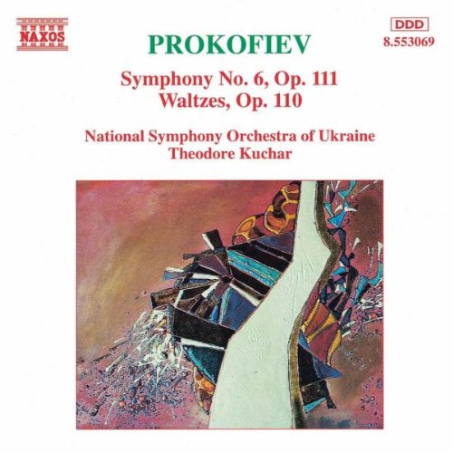 "CD cover with abstract painting and text about Prokofiev's Symphony No. 6."