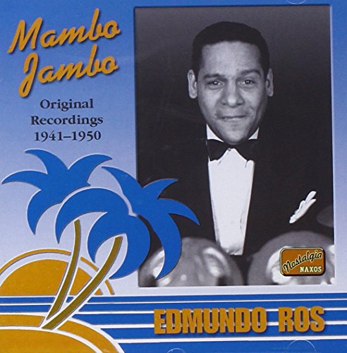 Edmundo Ros CD cover with black-and-white portrait and tropical design elements.