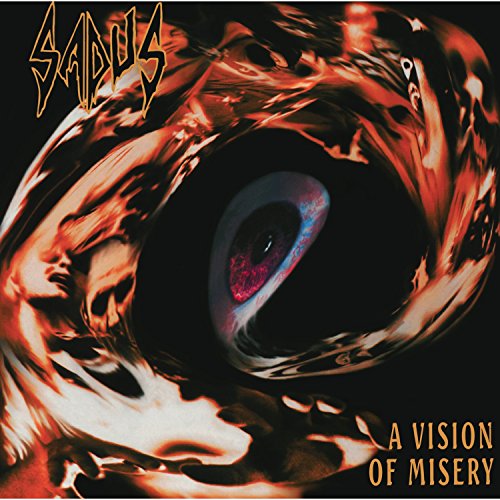 "Album cover with an eye surrounded by swirling red and orange flames."