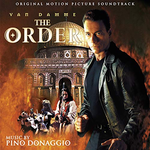 "CD cover featuring Jean-Claude Van Damme in front of a burning building."