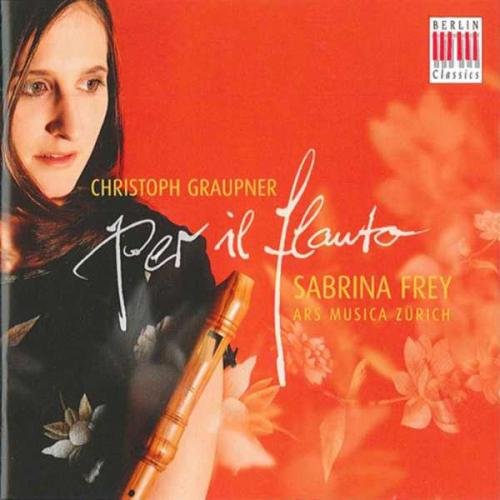 CD cover featuring a woman holding a flute against an orange floral background.