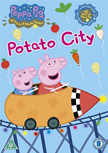 "Peppa Pig DVD cover featuring Peppa and Mummy Pig in a potato-shaped rollercoaster."