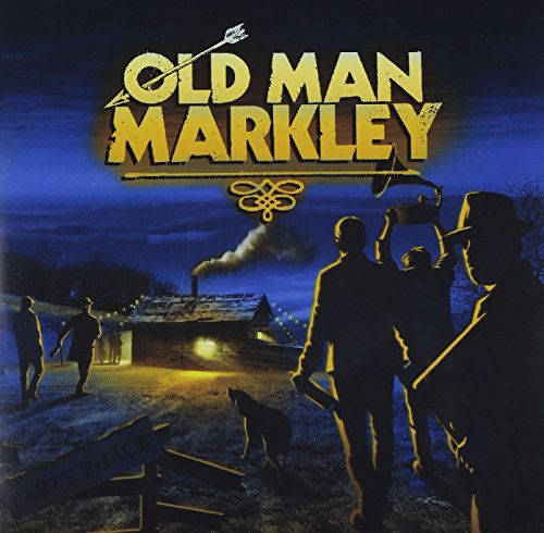 "Album cover art for 'Old Man Markley - Party Shack' featuring silhouetted figures and a cabin."