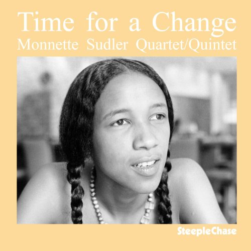 Album cover with black-and-white portrait of a smiling woman on a peach background.