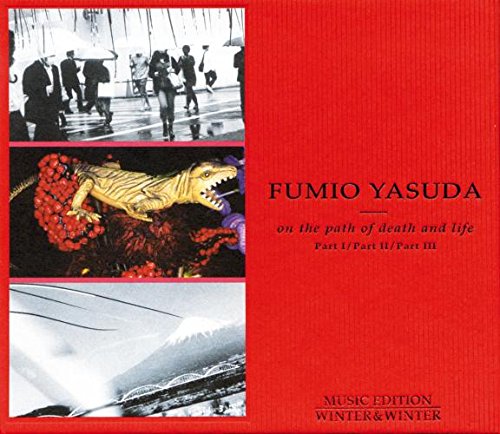 "Red album cover with three black-and-white photos and a dragon sculpture image."