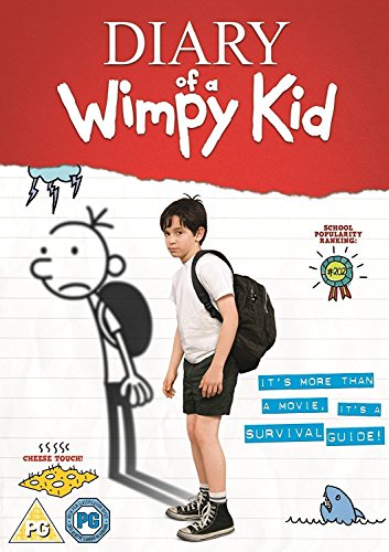 "Diary of a Wimpy Kid DVD cover featuring a boy and cartoon character."