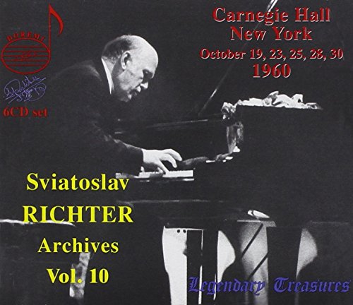 "CD cover featuring a black and white photo of Sviatoslav Richter playing piano."