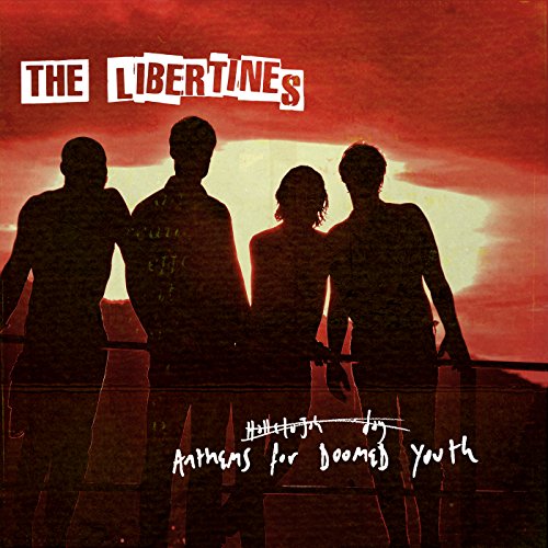 "Album cover featuring silhouettes of four men against a red and yellow sky."