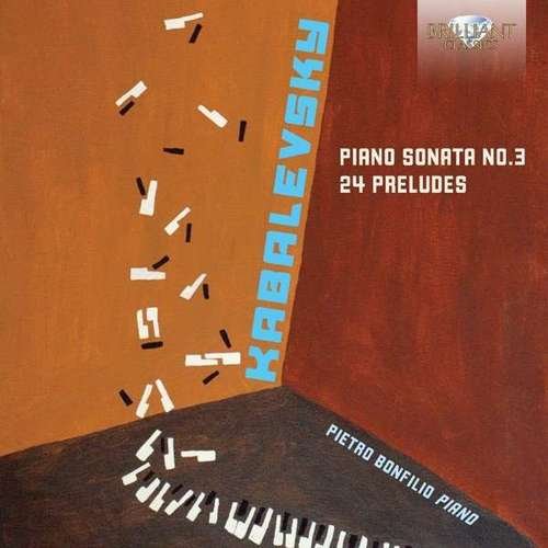 Brown and black album cover with piano keys and "KABALEVSKY" in blue text.