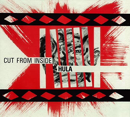 Album cover with red and black design, featuring a face behind bars.