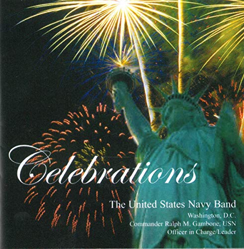 "CD cover featuring the Statue of Liberty with fireworks and 'Celebrations' text."