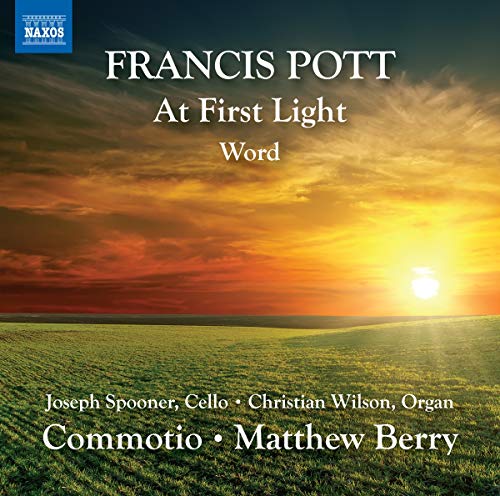 "Album cover featuring a serene sunrise over a green field with white text."