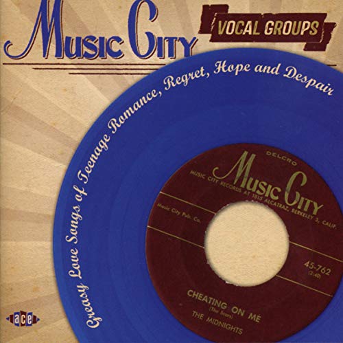 CD cover featuring a blue vinyl record label with text and a central hole.