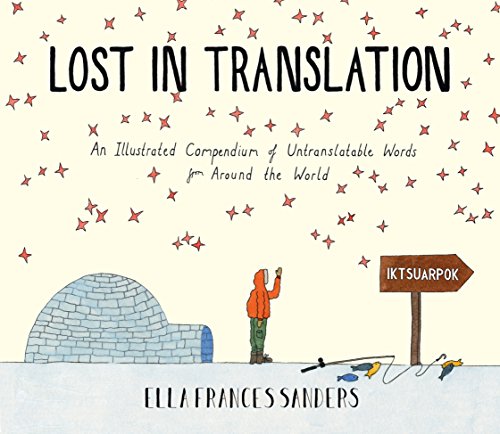 Book cover with title "Lost in Translation" and illustration of person standing near an igloo.